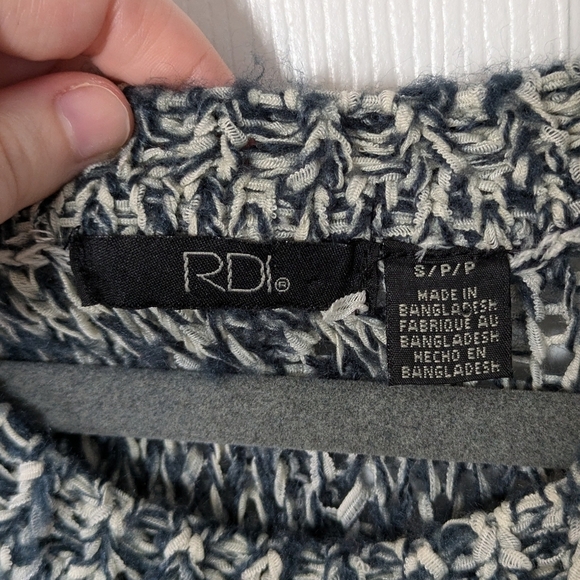 RDI Chunky Knit Long Sleeve Tunic Pocket Sweater in Marbled Green & Cream Size S - Picture 2 of 8